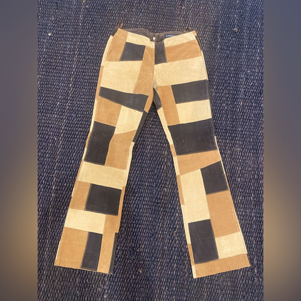 Vintage look suede patchwork pants- flared leg- never worn!